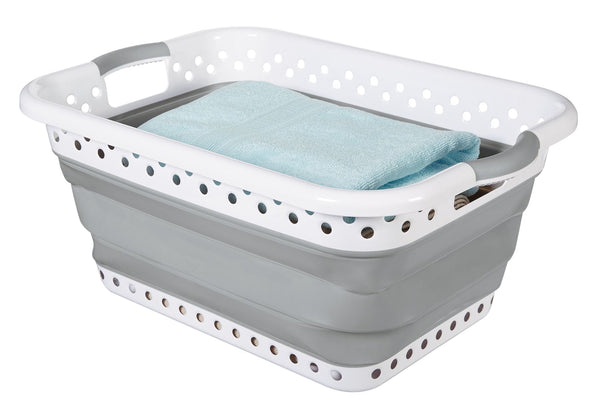 type A Collapsible Laundry Basket 24 L x 17.4 W x 3.2 to 10.5-in H S3