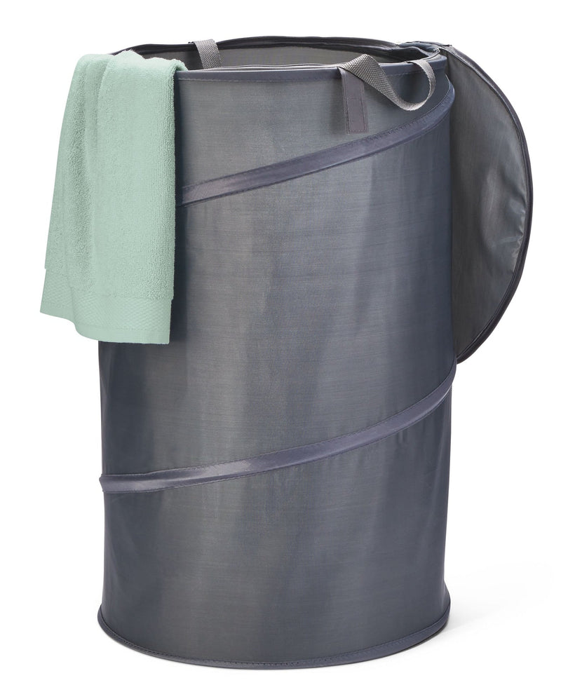 type A Comfort Collapsible Laundry Hamper with Zip Closure, Grey V4