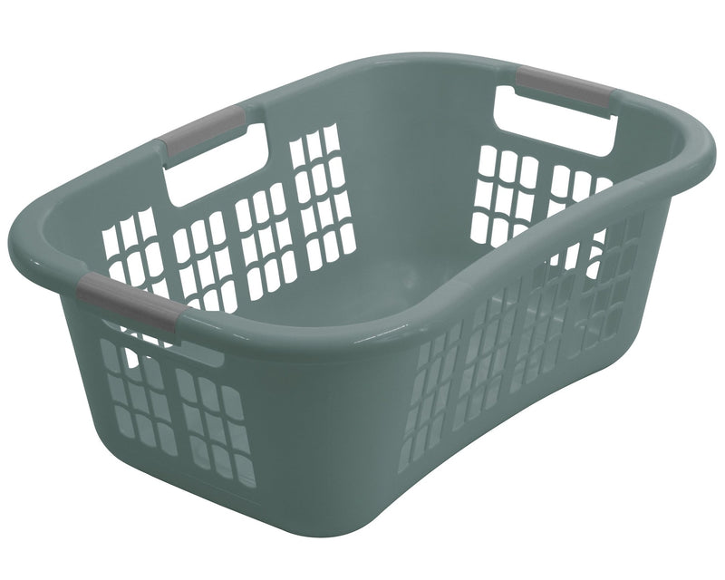 type A Hip-Hugger Laundry Basket, Jadeite with Grey Handles I0