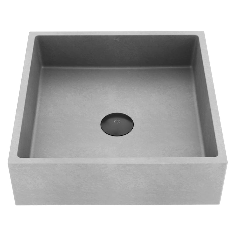 VIGO Alhambra Gothic Concreto Stone 15x15-in Deep Grey Bathroom Sink/Basin with Square Vessel Z4
