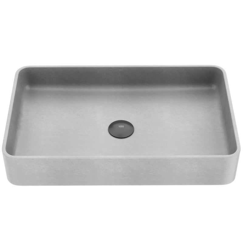 VIGO Basilica Gothic ConcretoStone 23x14-in Deep Grey Bathroom Sink/Basin with Rectangular Vessel Z7