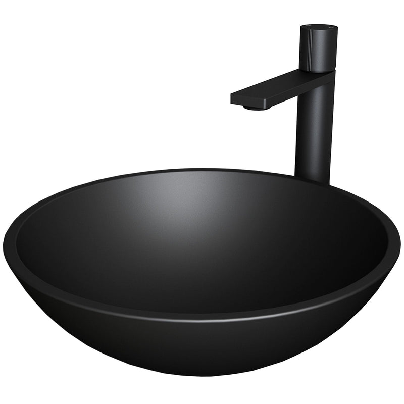 VIGO Cavalli MatteShell Matte Black Bathroom Sink/Basin Set with Gotham Faucet and Round Glass Vessel L1