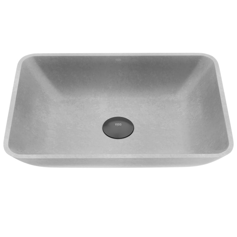 VIGO Duomo Gothic ConcretoStone 18x13-in Deep Grey Bathroom Sink/Basin with Rectangular Vessel A6