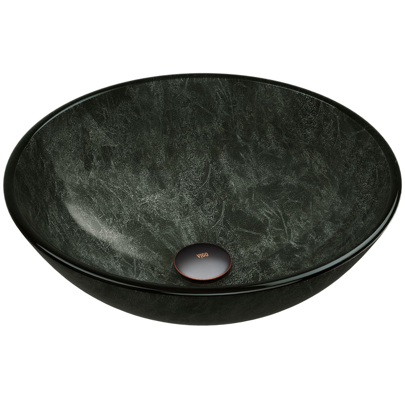 VIGO Glass Round Vessel Bathroom Sink/Basin with Deep Bowl, Gray Q1