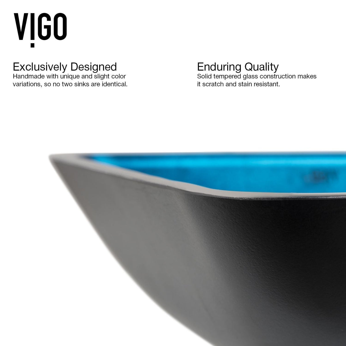 VIGO Glass Turquoise Water Bathroom Sink/Basin Set with Niko Faucet and Rectangular Vessel