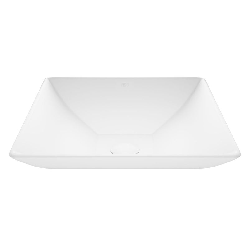 VIGO Hibiscus Matte Stone Round Vessel Bathroom Sink/Basin, Above-Counter Installation, White M2