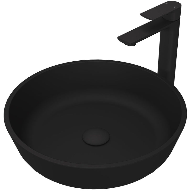 VIGO Modus MatteShell Matte Black Bathroom Sink/Basin Set with Norfolk Faucet and Round Glass Vessel J4