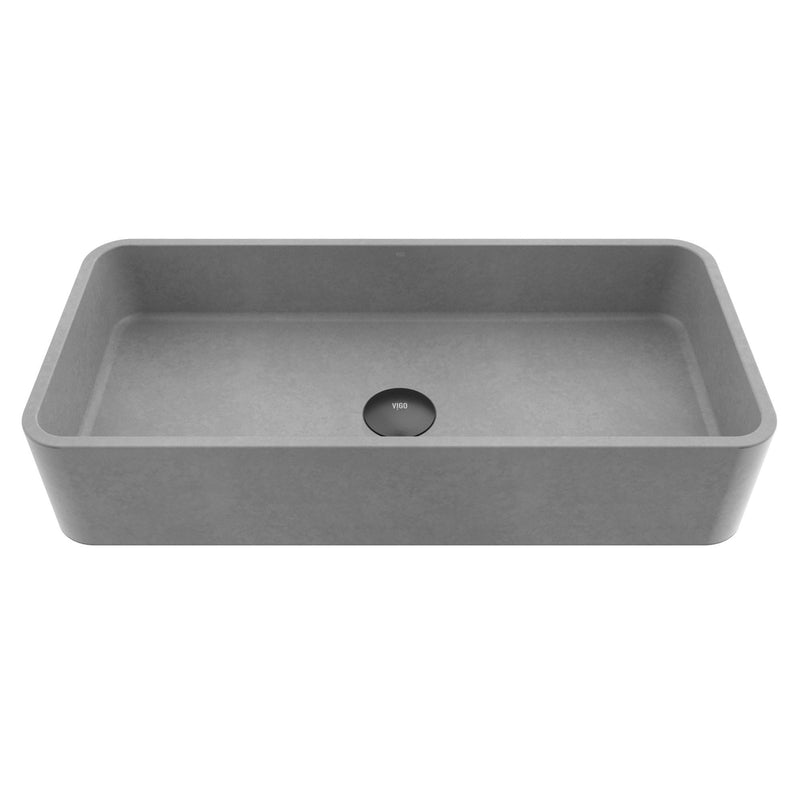 VIGO Palazzo Gothic ConcretoStone 24x11-in Deep Grey Bathroom Sink/Basin with Rectangular Vessel E3