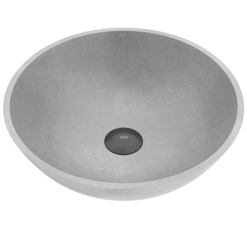 VIGO Ravenna Gothic ConcretoStone 16x16-in Deep Grey Bathroom Sink/Basin with Round Vessel V1