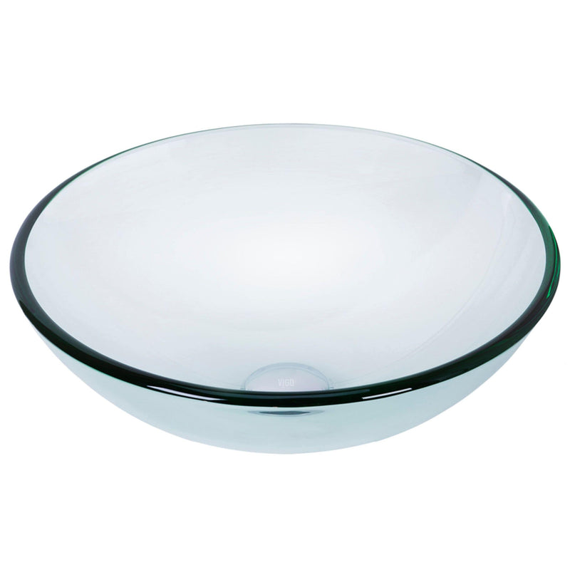 VIGO Round Glass Vessel Bathroom Sink/Basin with Repellent Seal Coating, Crystalline Q3