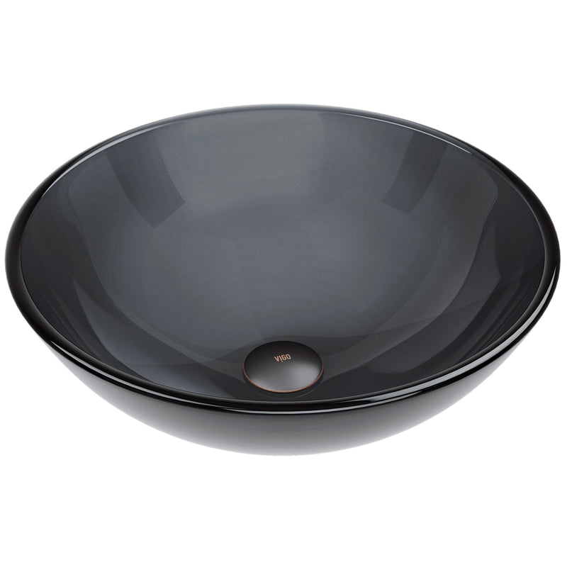 VIGO Sheer Glass Round Vessel Bathroom Sink/Basin with Deep Bowl, Black Z7
