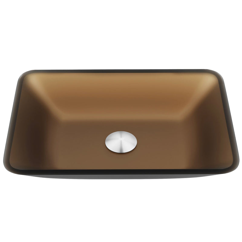 VIGO Sottile Glass Bathroom Sink/Basin and Faucet Set with Rectangular Vessel, Various Colours W6