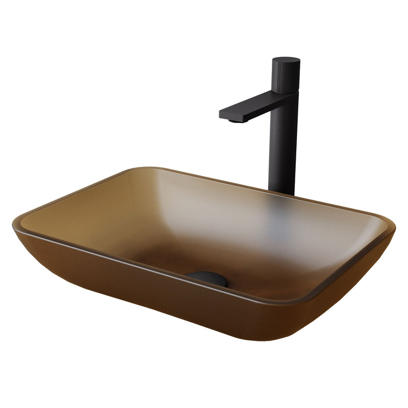 VIGO Sottile MatteShell Amber Bathroom Sink/Basin Set with Gotham Faucet and Glass Vessel Z3