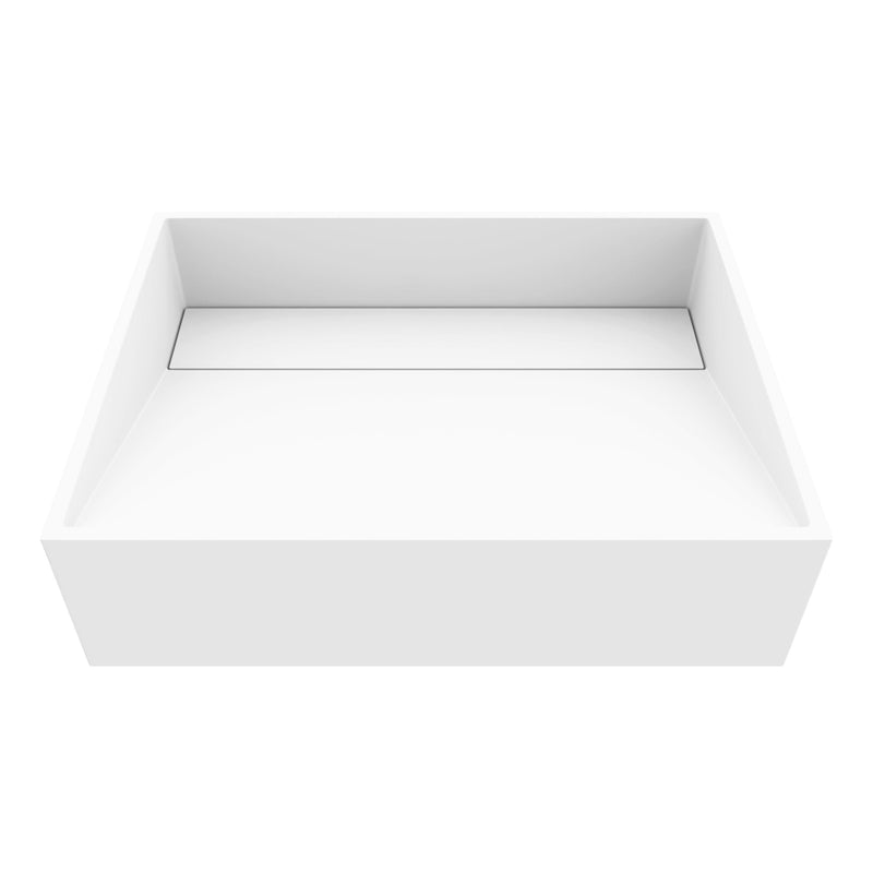 VIGO Starr Modern MatteStone 17x13-in Deep White Bathroom Sink/Basin with Rectangular Vessel R1