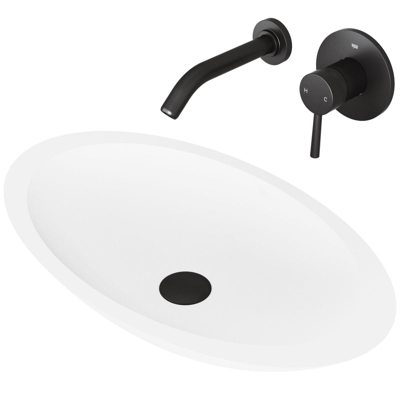 VIGO Wisteria White Bathroom Sink Set with Matte Black Olus Faucet S8