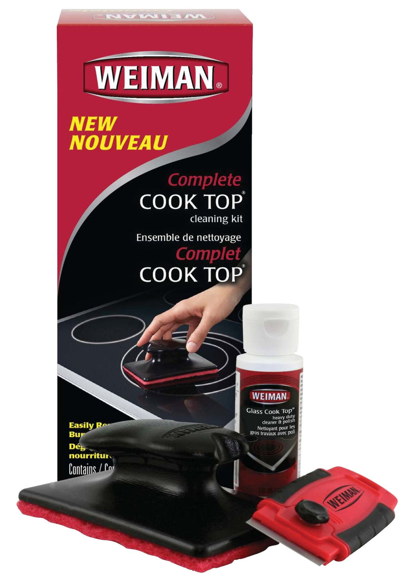 Weiman Complete Glass Cooktop Cleaning Kit, 3-pc, Include Scrub Pad, Scraper and Cleaning Solution O5