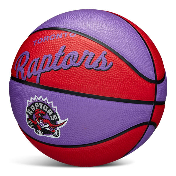 Wilson NBA Toronto Raptors Kids' Mini Outdoor Basketball, Size 3 (22.5-in), Purple/Red V5