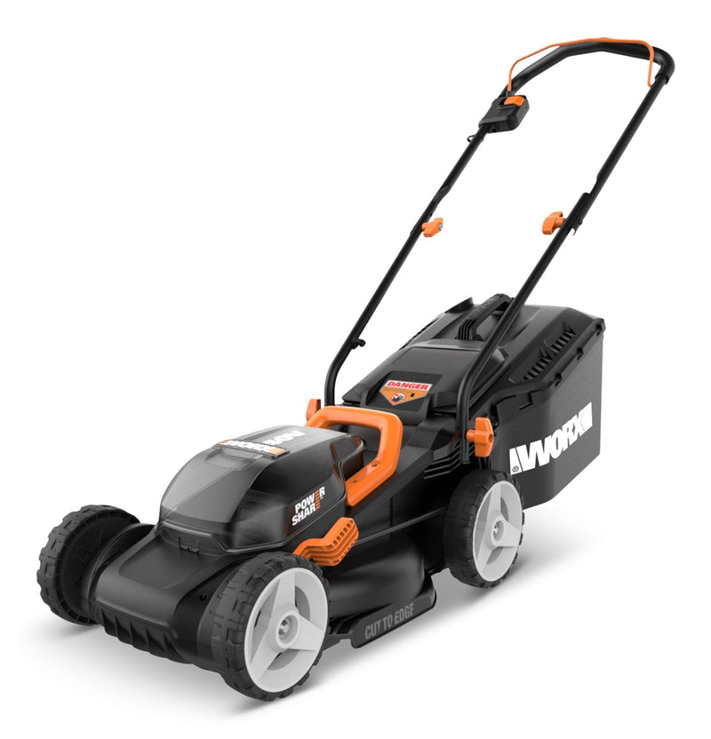 Worx WG934 Power Share 2x20V 2-in-1 Combo Kit, WG779 40V Cordless Mower, 14-in + WG163.9 20V Cordless Grass Trimmer/Edger, 12-in G9