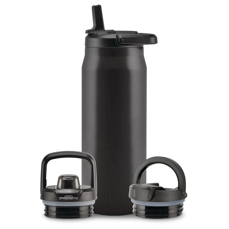 Zulu Core Vacuum Insulated Stainless Steel Bottle, 32-oz, Black, with Multi Lid Q6